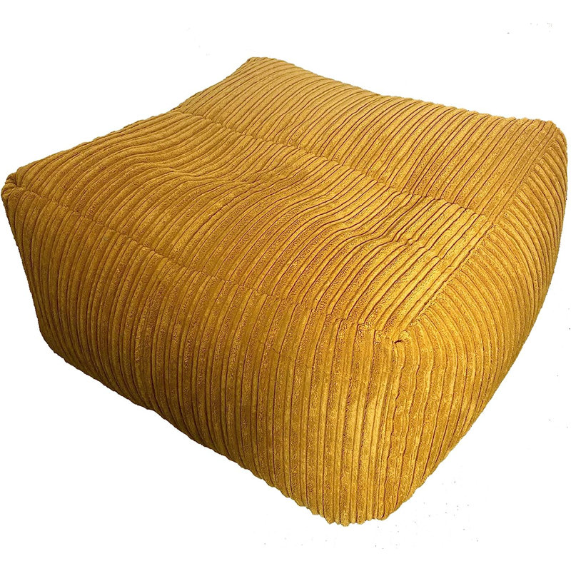 Baltzer 68cm Wide Square Pouffe Ottoman, Mustard