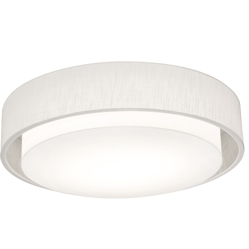 Killead 1 - Light 23.25" Shaded Drum Flush Mount, Linen White, 5.63" x 23.25"