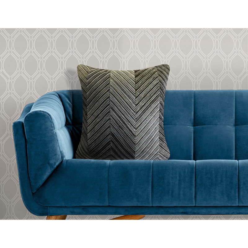 Edie@Home Chevron Decorative Velvet Throw Pillow, Steel