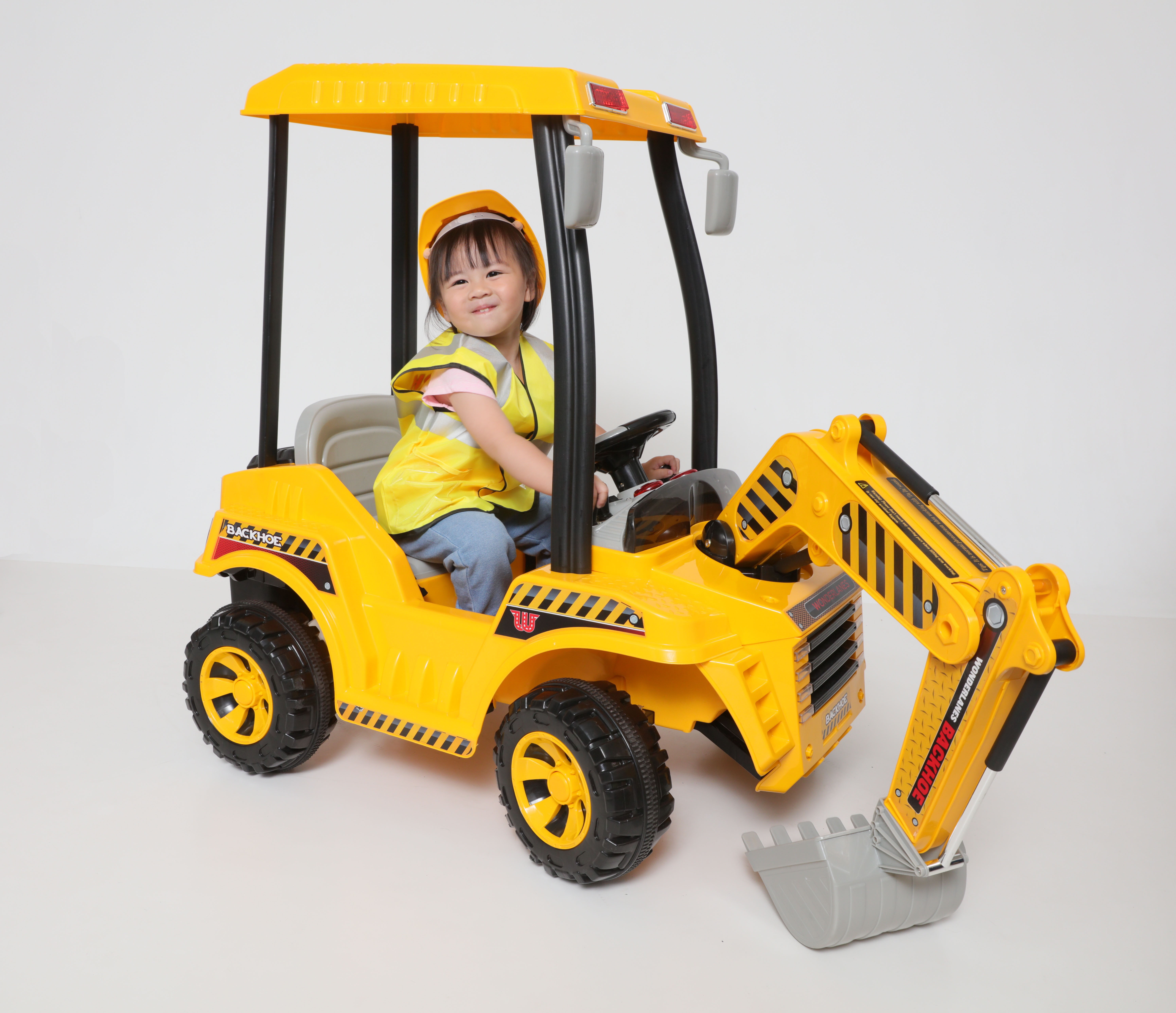 Toy ride on store backhoe