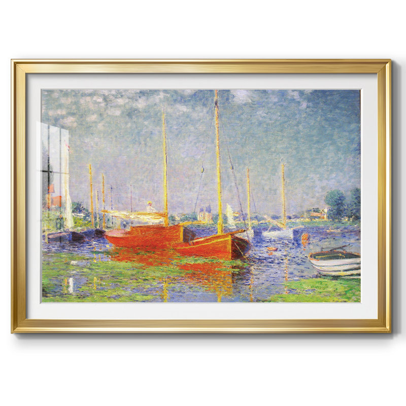 Monet, impression sur papier encadrée, Or, H 19 po x l 27 po x P 1,5 po