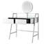 Console de meuble-lavabo à miroir argenté avec lumières et miroir, 2 tiroirs spacieux, tablette ouverte, espace de chargement dans la chambre à coucher, lumières de coiffeuse 33,9 po