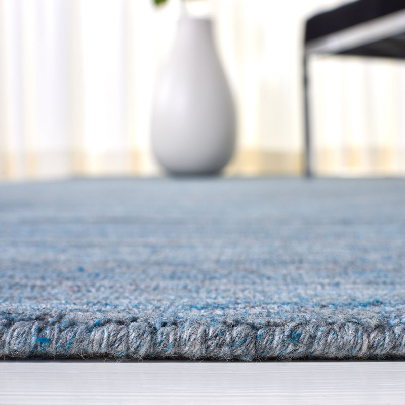 Abbie-Jo Hand Loomed Viscose/Cotton/Wool Solid Colour Rug in Teal/Blue, Square 6'