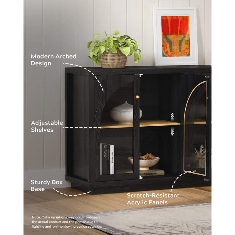 Armoire de rangement en acrylique 4 portes, Noir