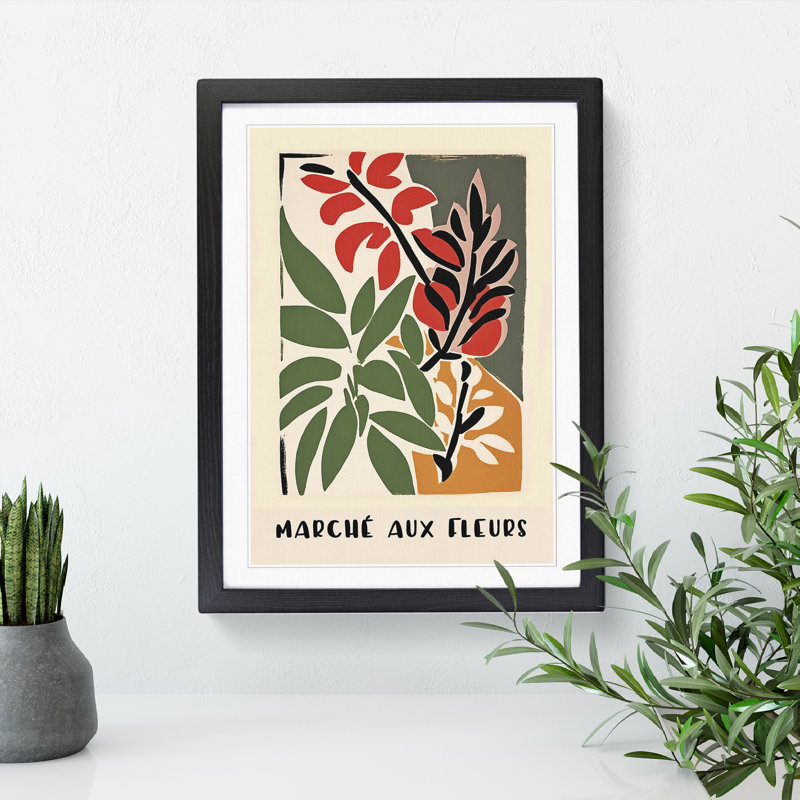 French Flower Market Exhibition No.5 - Single Picture Frame Print on Wood, 34cm H x 25cm W x 2cm D