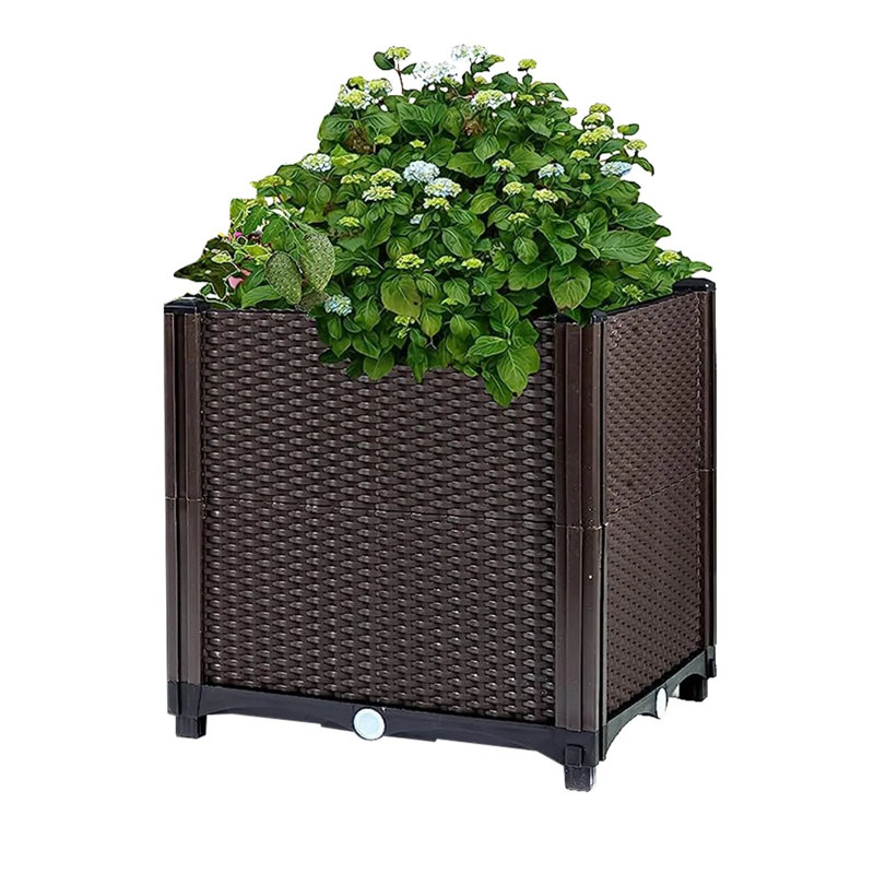 Raised Garden Bed With Self-Watering System, Elevated Planter Box For Patio Balcony, Durable Pp Material Holds 220Lbs For Flowers Vegetables Herbs