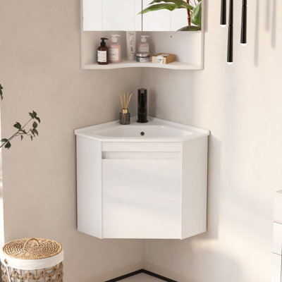 Ensemble de meuble-lavabo de coin simple 24 po avec plateau en céramique 24 po