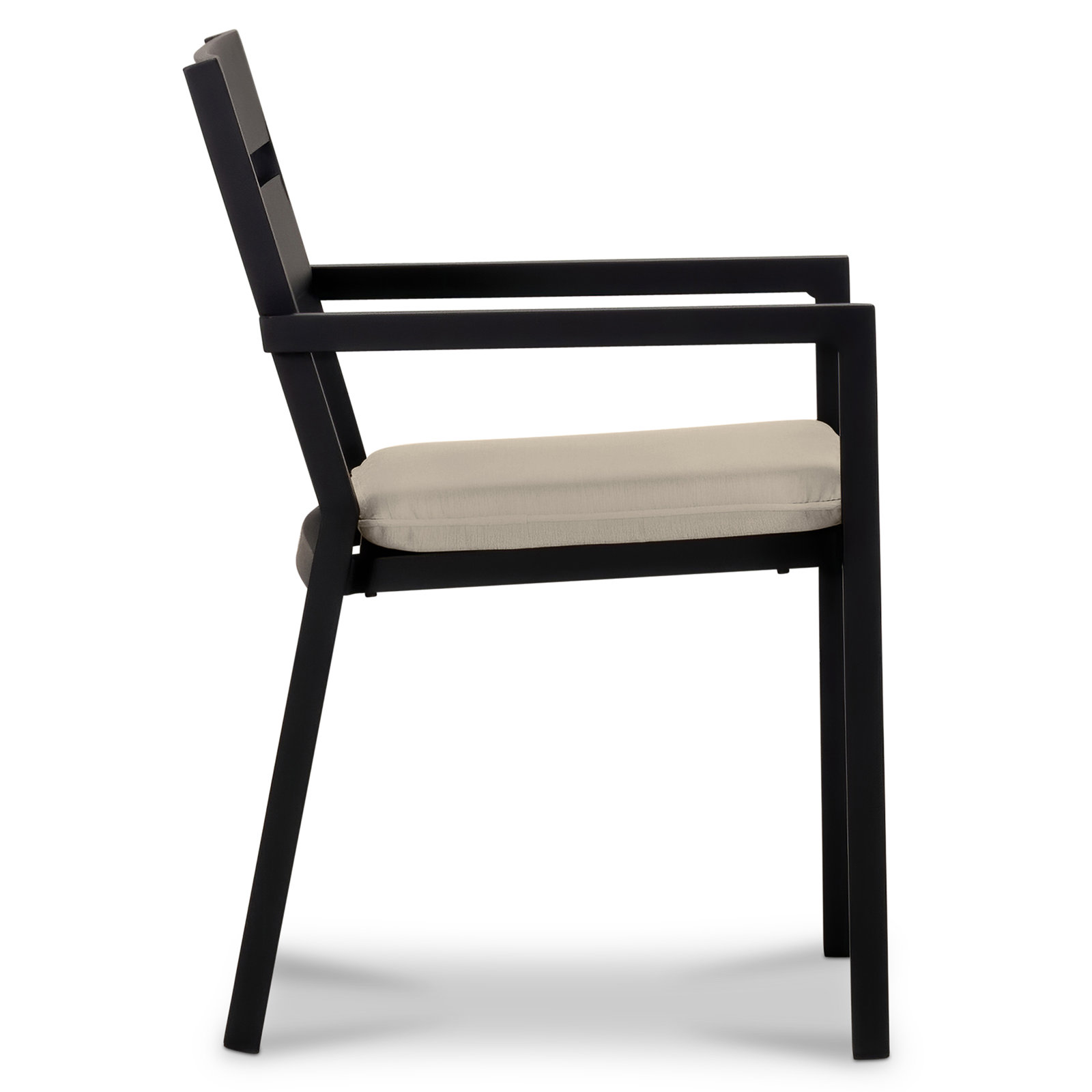 Vivant Aluminum Outdoor Dining Armchair with Cushion, Black, Canvas Flax