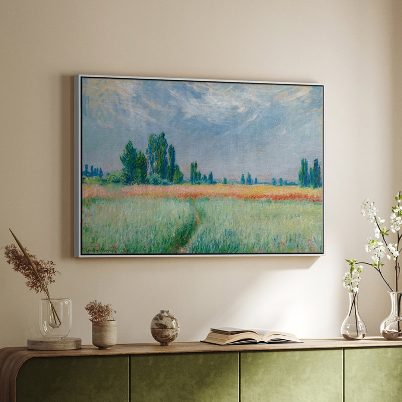 Paysage rétro, H 27 po x l 41 po x P 2 po, Toile encadrée flottée blanche