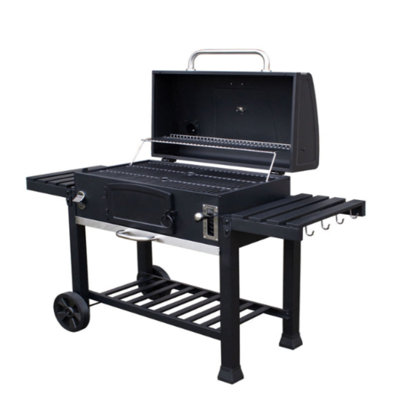 COSMOGRILL 116.84 cm W Portable Grill / Smoker Combo Charcoal Grill Gas & Charcoal Combo Grill