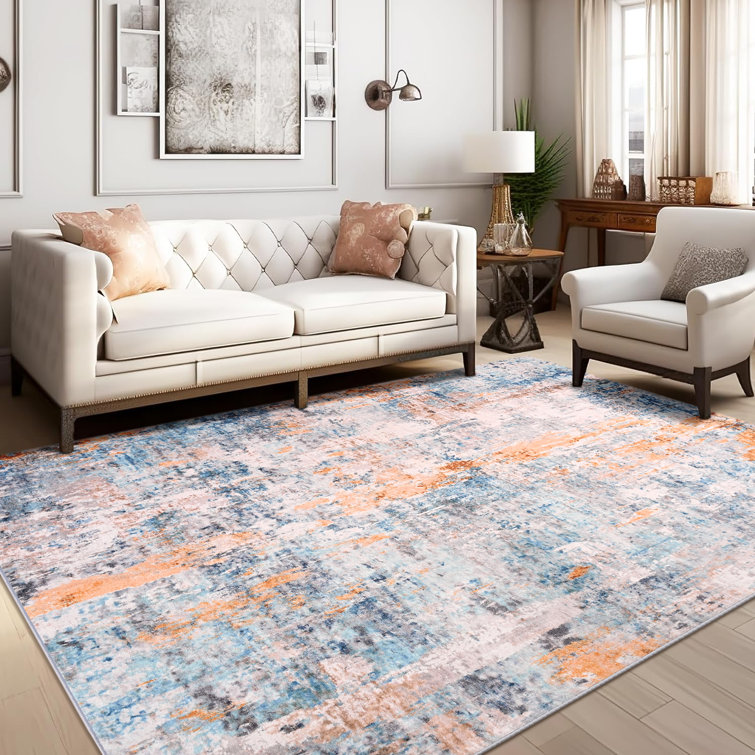 Fillender Washable Area Rugs Non-Slip Modern Abstract Soft For Living Room Entryway Bedroom