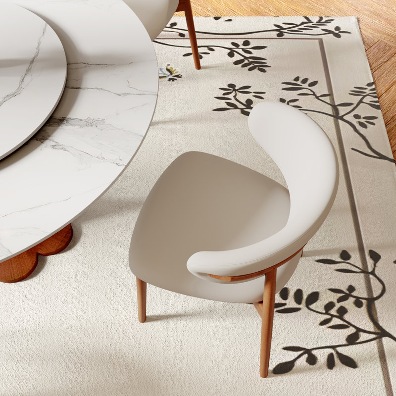 Ensemble de table de salle à manger avec plateau tournant Lazy Susan Farmhouse (1 table, 4 chaises / 6 chaises), 5, Blanc
