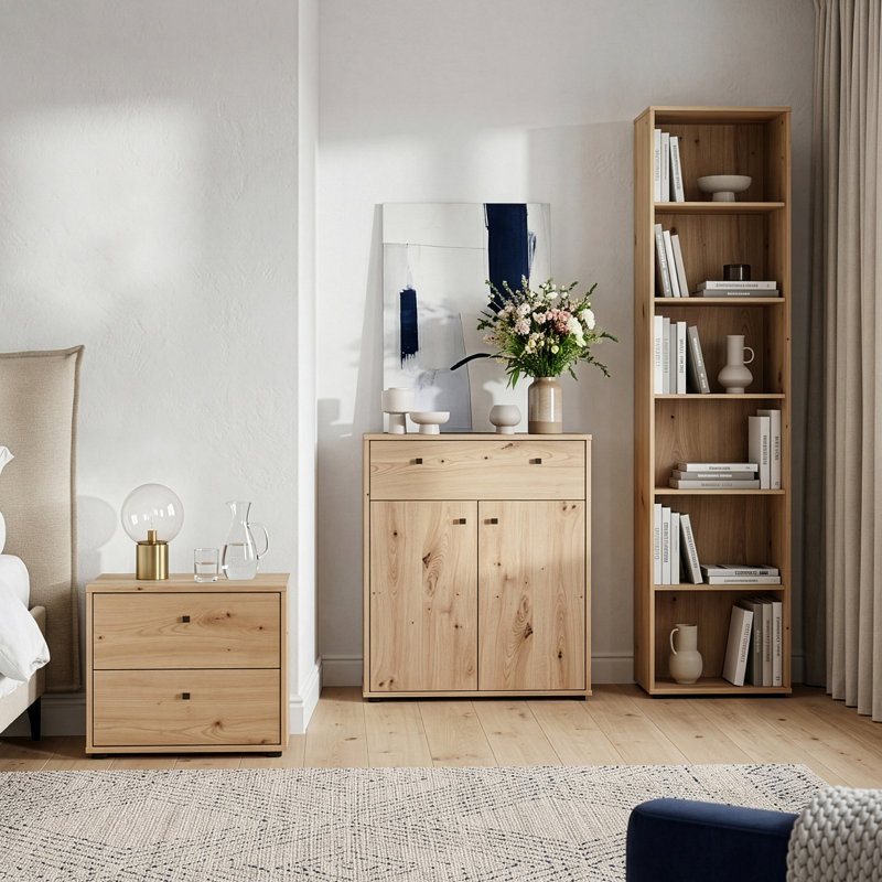 Tekita 54 cm W Bedside Table, Brown