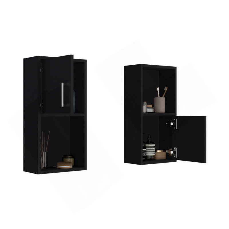 Oba 2-Pc Wall-Mounted Bathroom Medicine Cabinet With Open And Closed Storage, Black