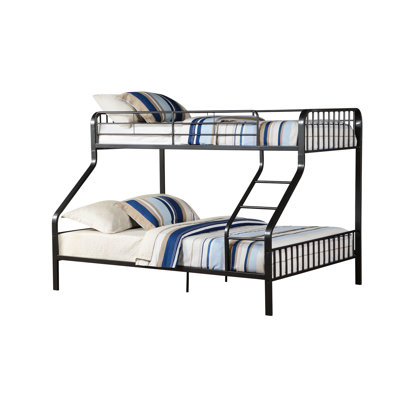 Gunmetal Bunk Bed, Twin Xl/Queen Selections, Metal Build, Slat System, , Guardrail, 330Lbs Capacity For Each Parallel Spot Bed With Appearance, Availability, Front Per