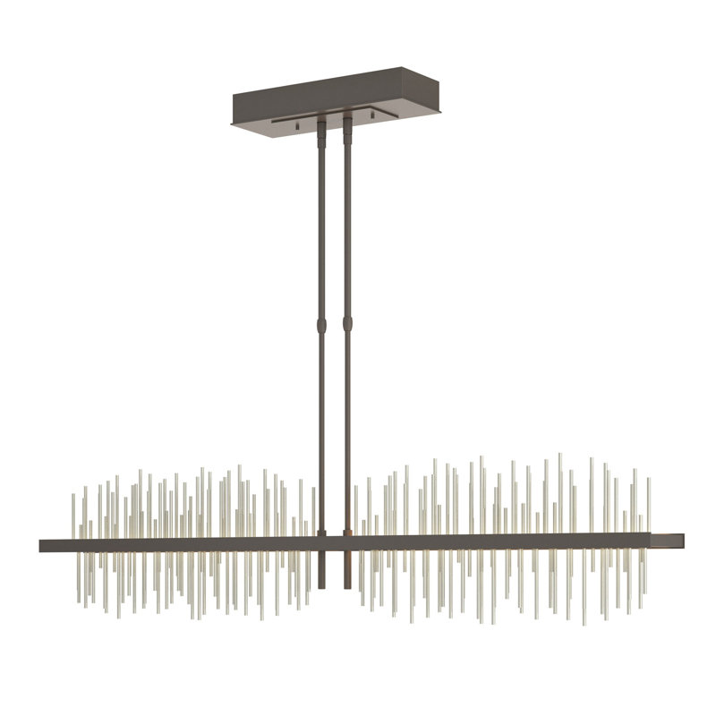 Gossamer 1 - Light Kitchen Island Linear LED Pendant, Sterling, Dark Smoke