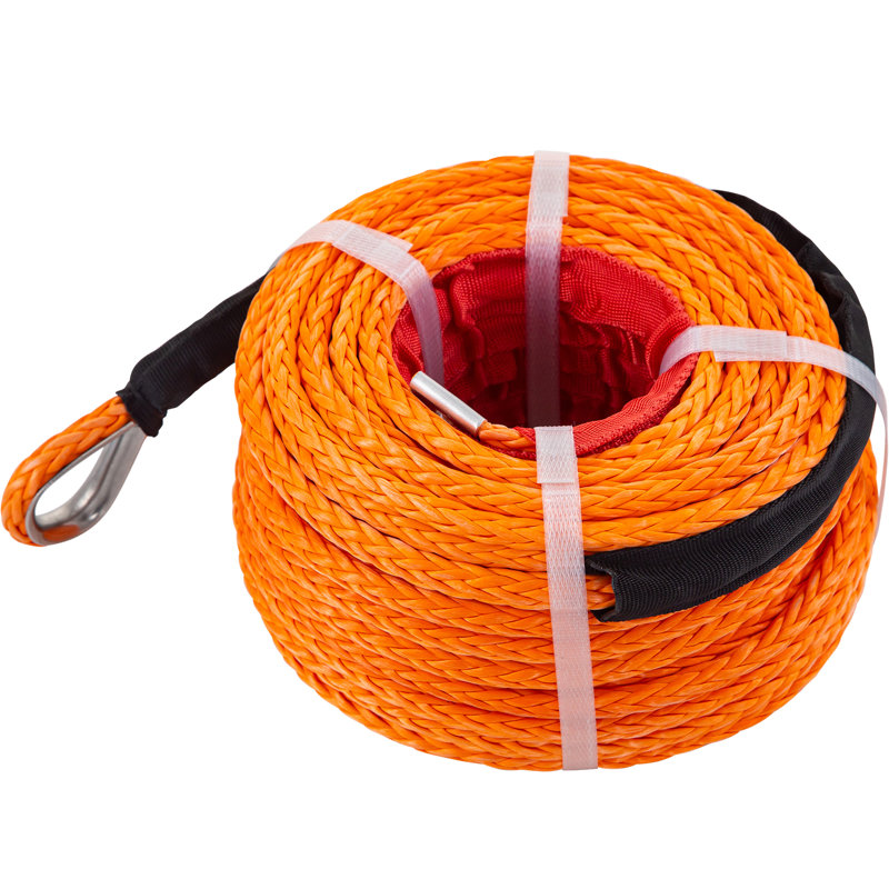 Corde de treuil synthétique 3/8 po x 100 pi, câble de treuil avec crochet G70 18740 lb