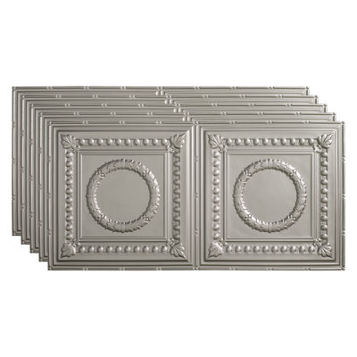 Rosette 24.375 in. L x 48.375 in. W Textured Vinyl Glue Up Ceiling Tile