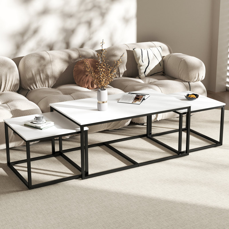 3-Piece Nesting Coffee Table Set, white