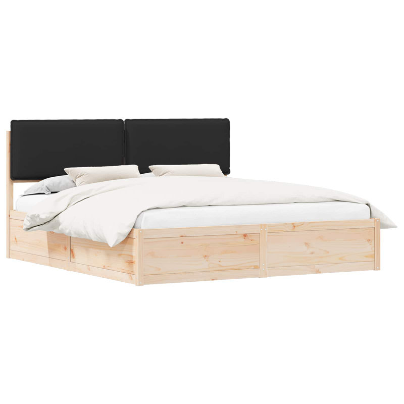 Solid Wood Bed, Natural/Black, Super King (6')