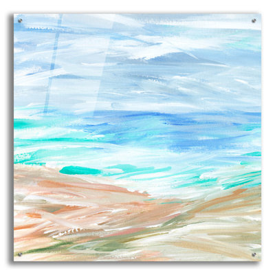  'Sand Strokes 3' by Annie Warren Acrylic Glass Wall Art, 12" x 12"