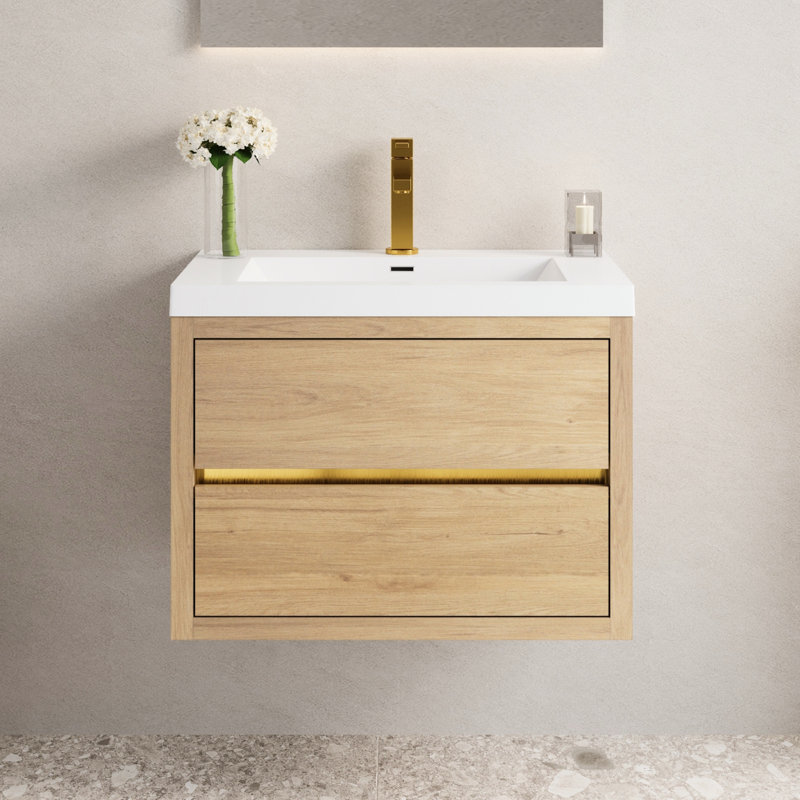 Lavabo de meuble-lavabo de salle de bain 30 po. Magnifique beauté en chêne naturel. Rangement en forme de U. Comptoir en résine de pierre. Tiroir à fermeture en douceur pour un fonctionnement silencieux. Installation simple. 24V15-30Non 30 po avec lavabo.