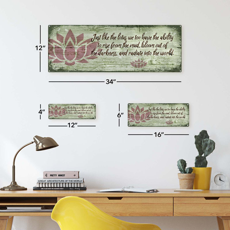 Lotus From Mud Sign, 5.9'' H x 15.75'' W x 0.04'' D