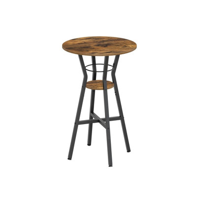 2-Tier Round Cocktail Table For Kitchen, Living Room, Meeting Room, 21 X 21 X 37, Rustic Brown And Black