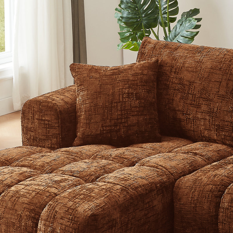 Cheniluxe Modern Tufted Chenille Sectional Sofa, Left Hand Facing