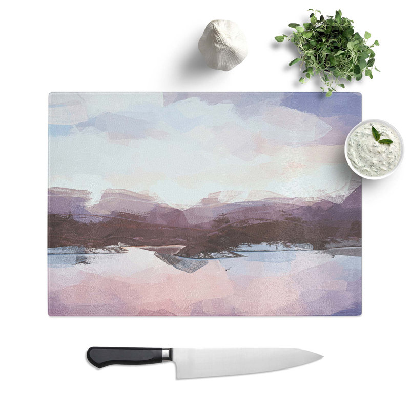 Tempered Glass Calm Lake Chopping Board, 28.5 cm W x 20 cm L