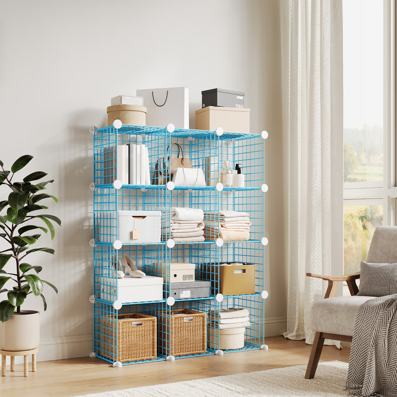 95cm W Metal Shelving Unit, Blue