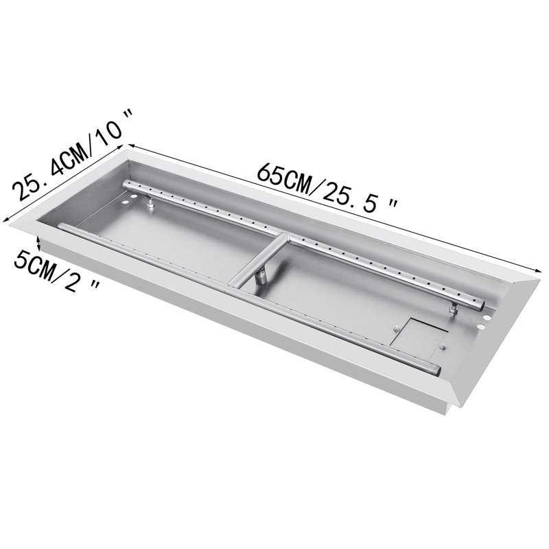 Foyer de table au propane en acier inoxydable Altina, H 2 po x l 25,5 po x P 10 po
