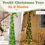 Sapin télescopique pliable vert de 1,80 m à cime courbée, préilluminé avec 100 DEL blanc chaud, 8 modes d'éclairage, fonctionne sur piles, pré-décoré avec des boules rouges, décoration de Noël en PVC