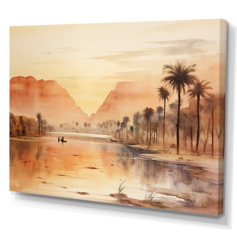 Ancienne rivière égyptienne, impression sur toile encadrée, H 16 po x l 32 po x P 1 po, Toile tendue