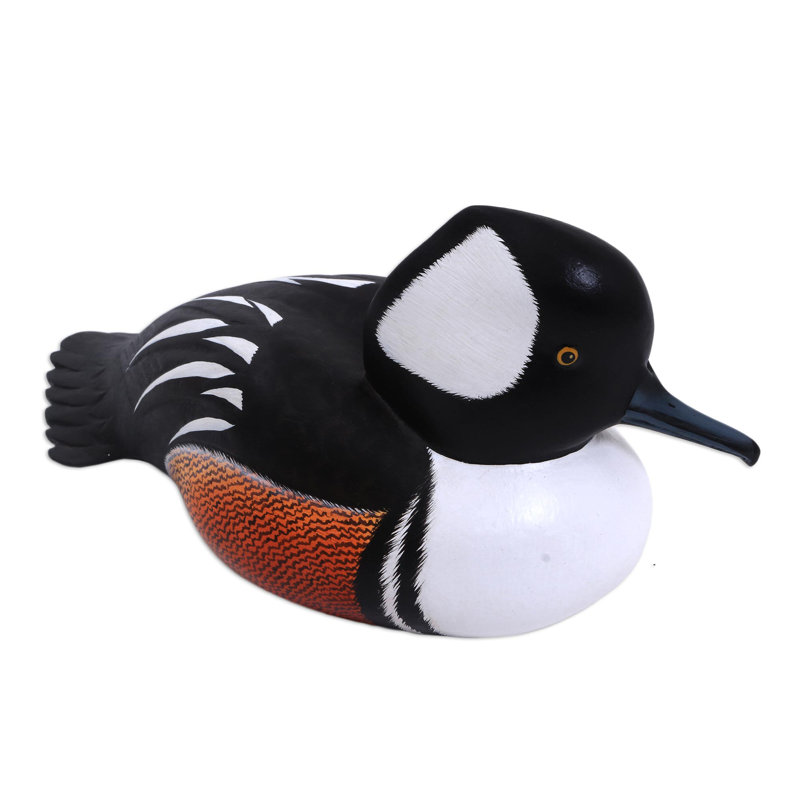 Nengah Sudarsana Hooded Merganser Duck Handmade Wood Sculpture