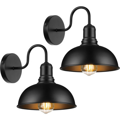 Outdoor Wall Sconce, 2 Pack Exterior Waterproof Farmhouse Barn Light Fixture, Black Garage Wall Lantern, Anti-Rust Front Porch Lamp