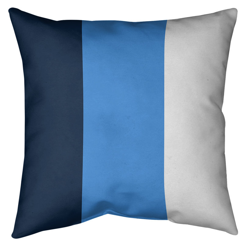 Striped Outdoor Reversible Throw Pillow, 16" x 16", White Side/Blue Mid