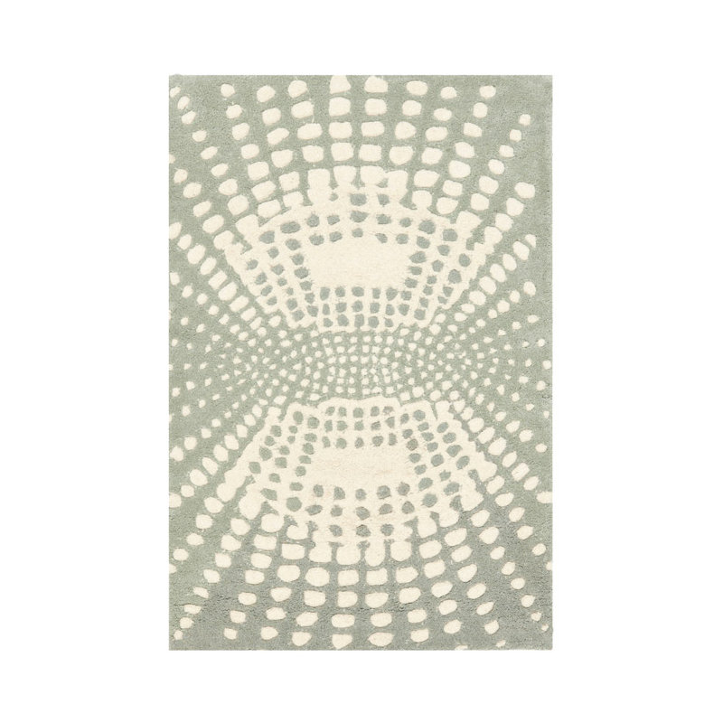 Amier Hand Tufted Wool And Viscose Polka Dots Rug, Rectangle 2' x 3'