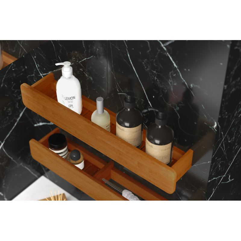 Stradbroke 2 Piece Teak Solid Wood Floating Shelf