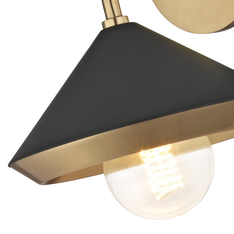 Marnie 1 Light Wall Sconce, Aged Brass, Black