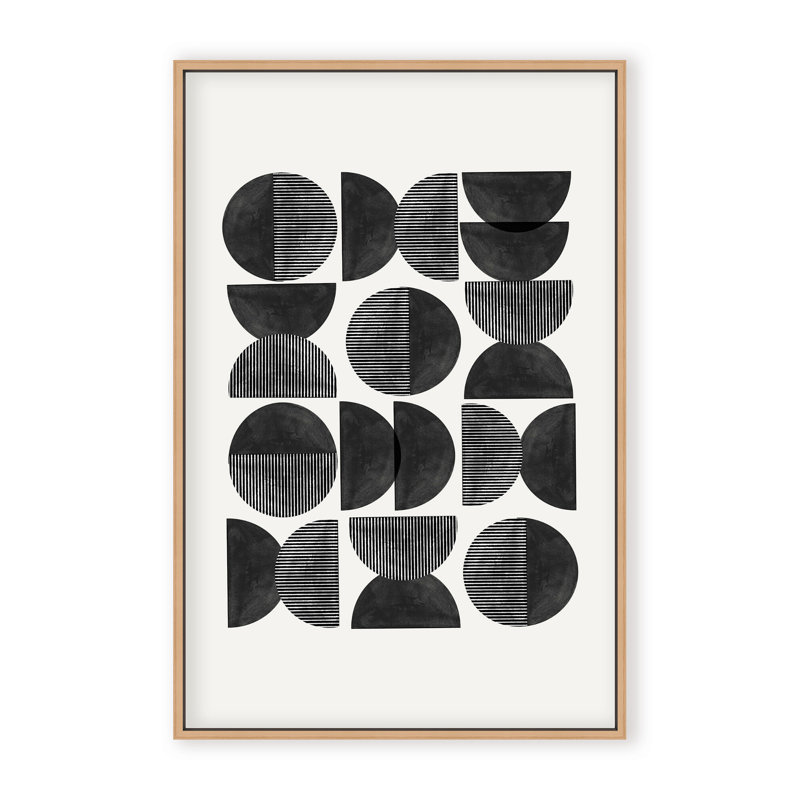 Abstract Mid Century, Geometric by  - Picture Frame Painting on Paper, 36" H x 24" W x 1.125" D, Black, Framed Matted Print