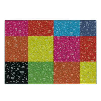 Ambesonne Colorful Tempered Glass Cutting Board Vibrant Rainbow Colors Multicolor