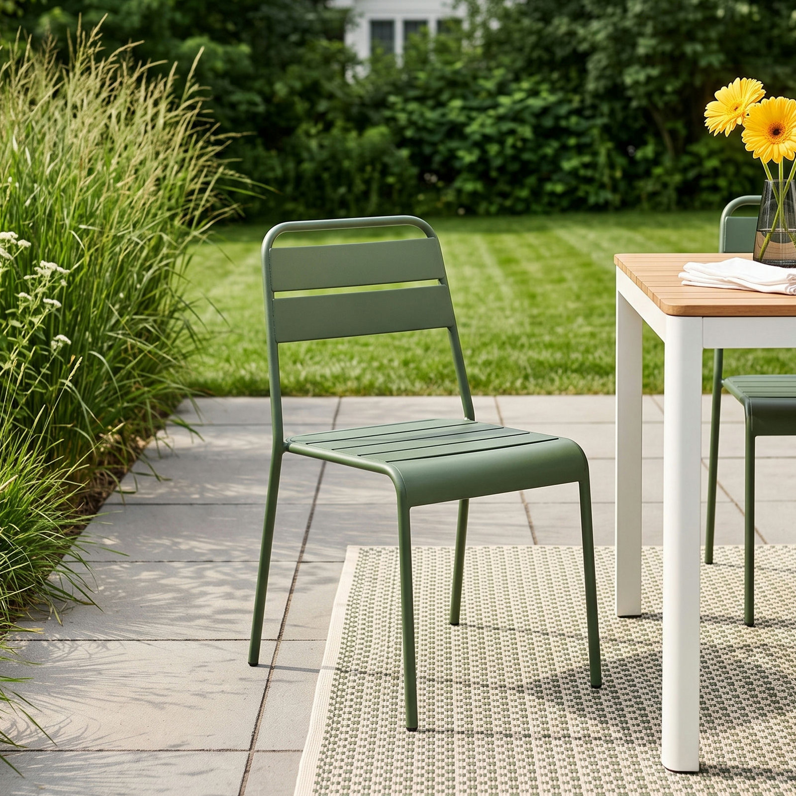 Pendry Stackable Patio Side Chair, Green