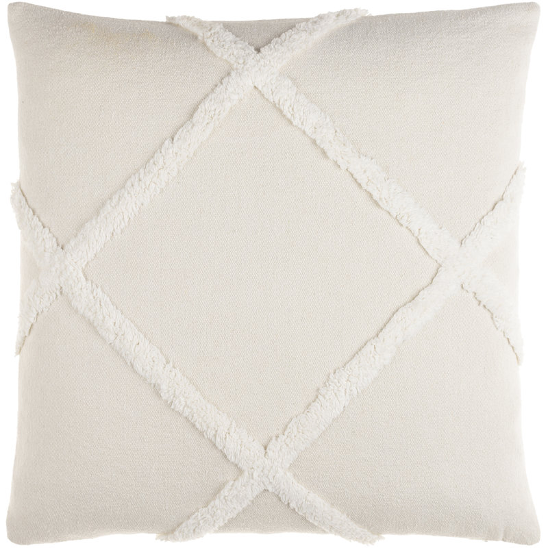 Housse de coussin carrée Sarah, 18" x 18", Blanc, Housse de coussin seulement - sans coussin