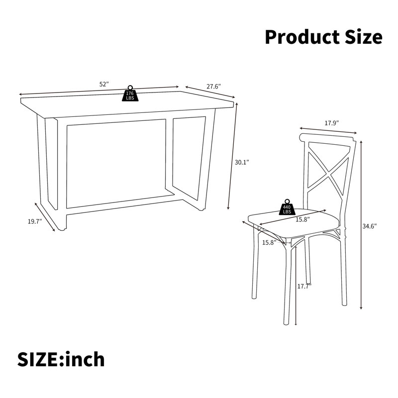 Ensemble de table de salle à manger 7 pièces 7 pièces Parfait pour la cuisine, le coin-repas et le salon, Brun, Brun / Noir