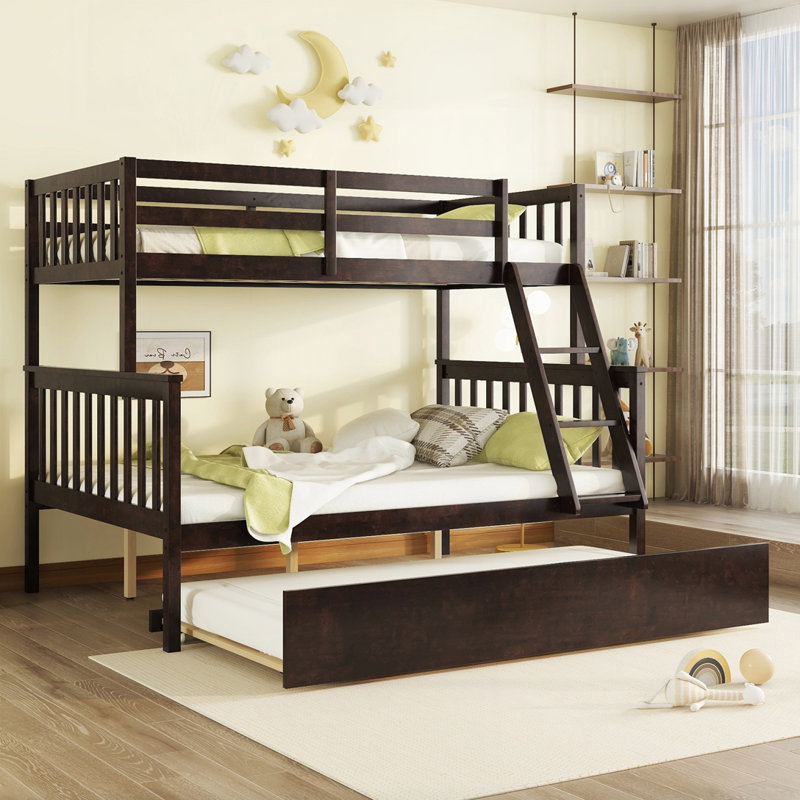 Twin Over Full Rubber Wood Bunk Bed, Espresso
