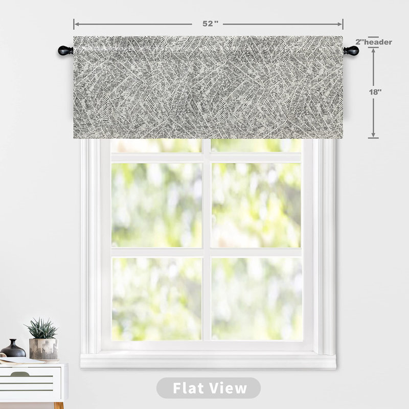 Black and White Linen Blend 52'' Rod Pocket Valance