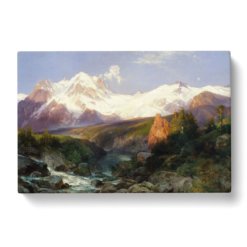 Teton Range by Thomas Moran - Wrapped Canvas Painting, 35cm H x 76cm W x 3cm D