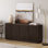 Alston 68" Mid-Century Modern Buffet Table in Alder Brown with Adjustable Shelves & Cable Management | Fluted Sideboard for Dining Room