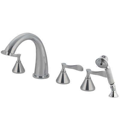 Century Triple Handle Deck Mounted Roman Tub Faucet with Handshower